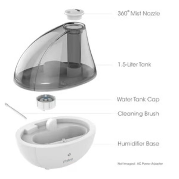 Pure Enrichment MistAire Silver Ultrasonic Cool Mist Humidifier - Picture 2 of 5